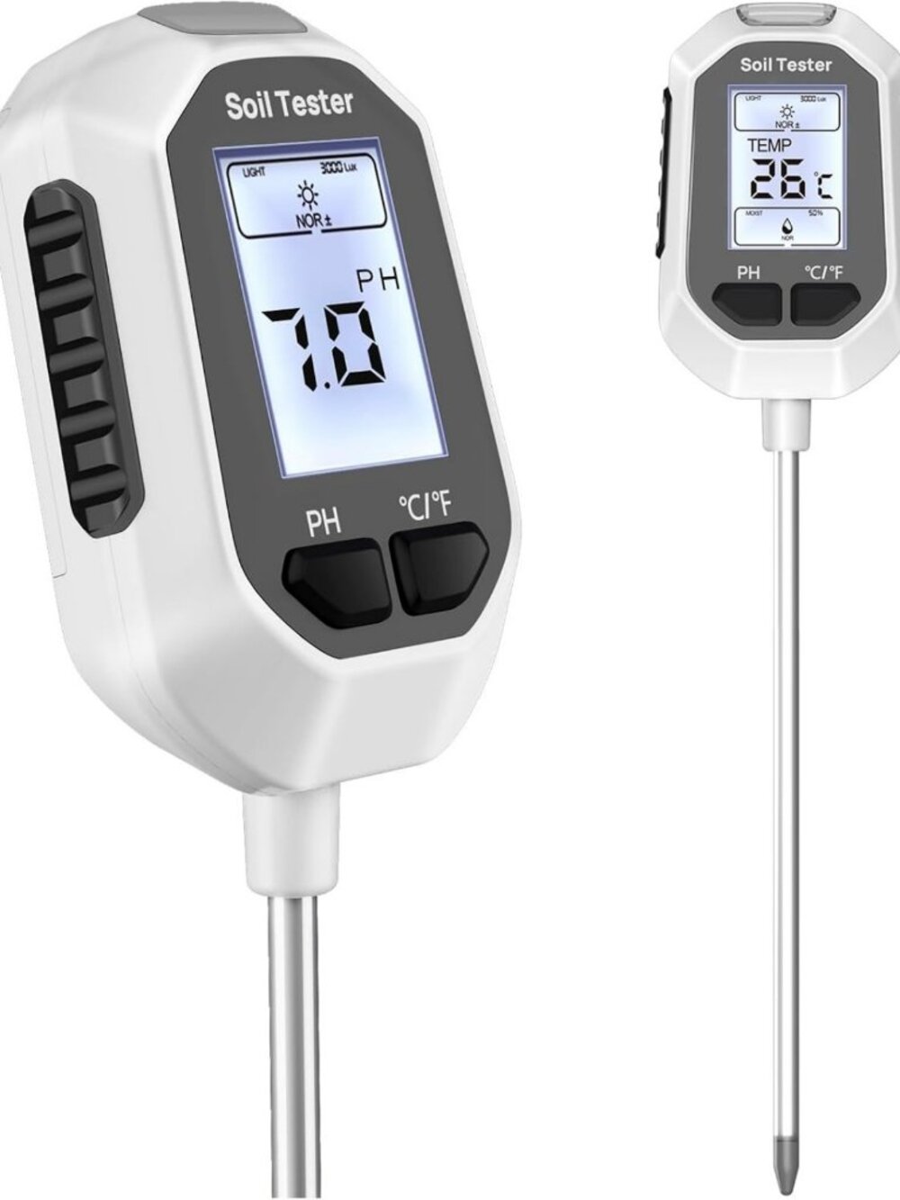4-in-1 Soil Moisture Meter with LCD Display for Gardening, pH, Temperature
